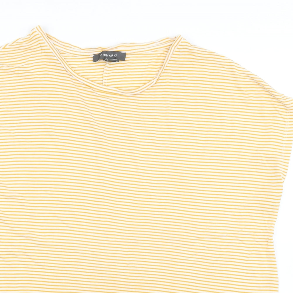 Primark Womens Yellow Striped  Basic T-Shirt Size M