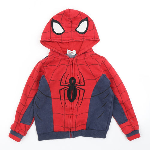 Marvel Boys Red Colourblock  Full Zip Hoodie Size 5-6 Years  - Spiderman