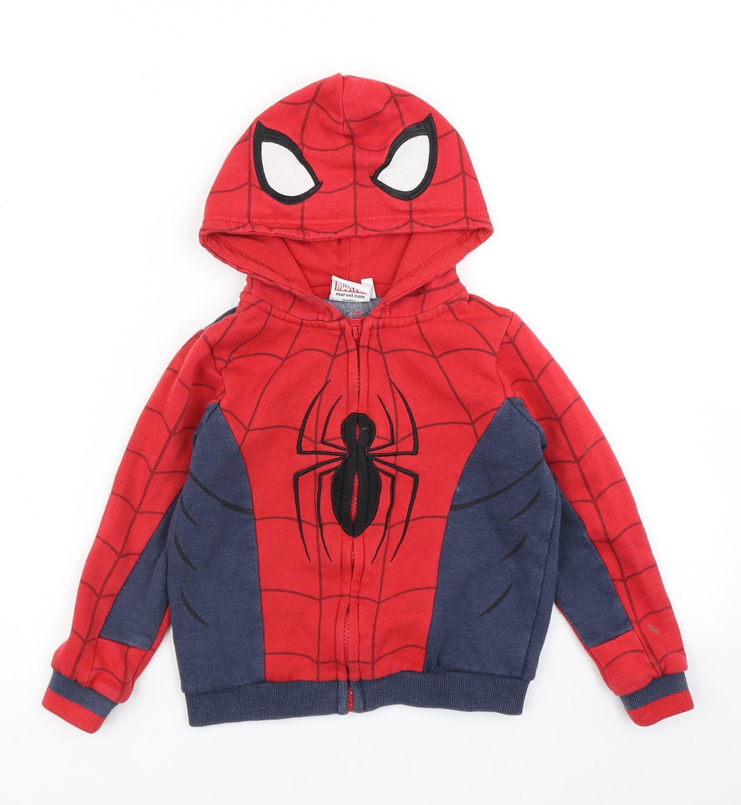 Marvel Boys Red Colourblock  Full Zip Hoodie Size 5-6 Years  - Spiderman