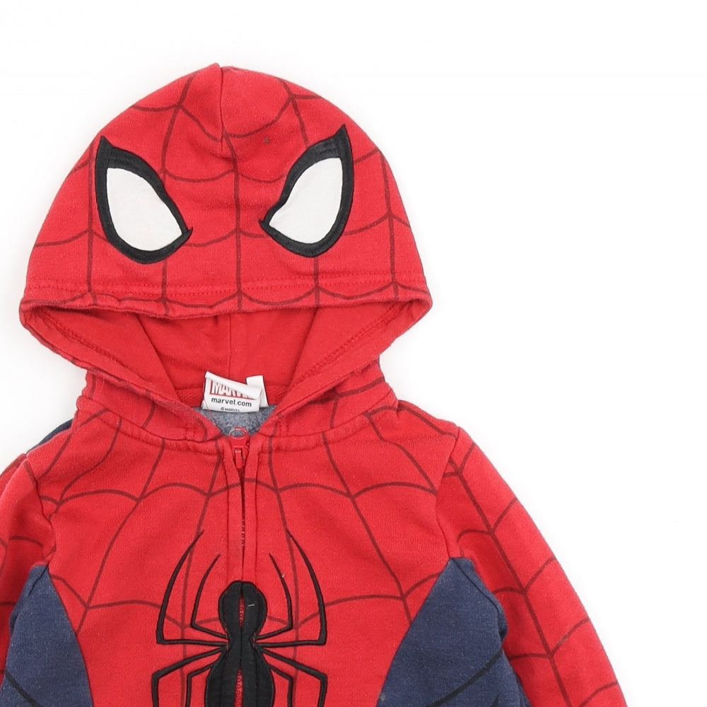 Marvel Boys Red Colourblock  Full Zip Hoodie Size 5-6 Years  - Spiderman