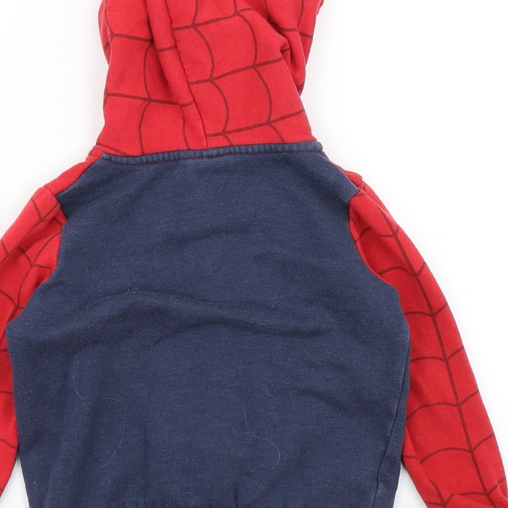 Marvel Boys Red Colourblock  Full Zip Hoodie Size 5-6 Years  - Spiderman