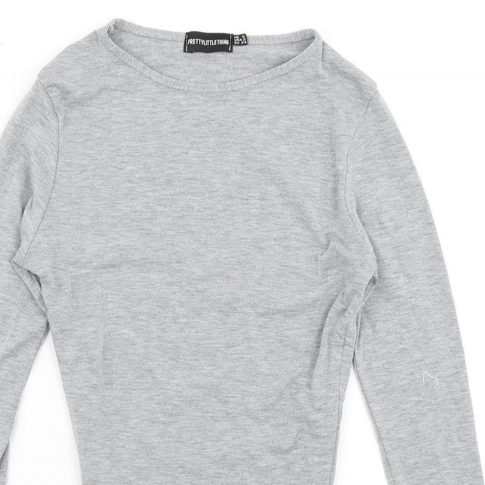 PRETTYLITTLETHING Womens Grey   Basic T-Shirt Size 6