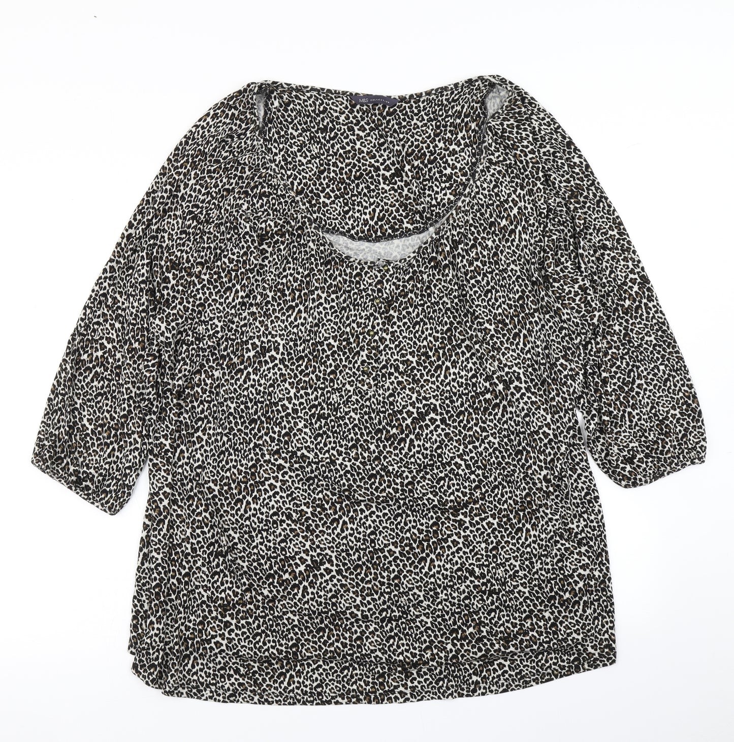 M&S Collection Womens Brown Animal Print  Basic T-Shirt Size 22