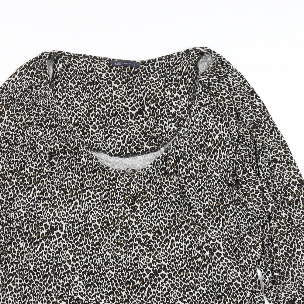 M&S Collection Womens Brown Animal Print  Basic T-Shirt Size 22