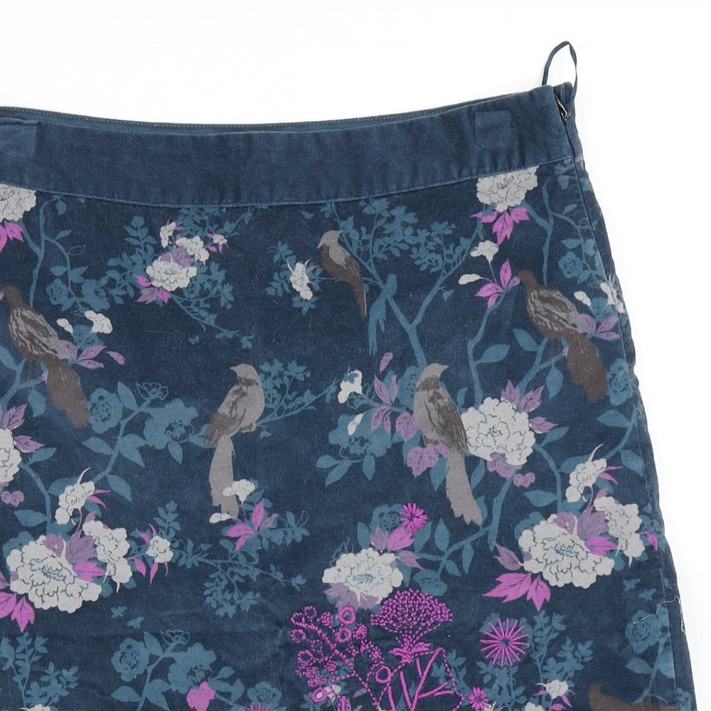 White Stuff Womens Blue Floral  A-Line Skirt Size 12