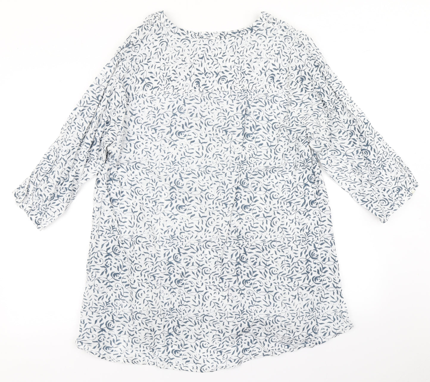 Goubi Womens Blue Floral  Basic Blouse Size L