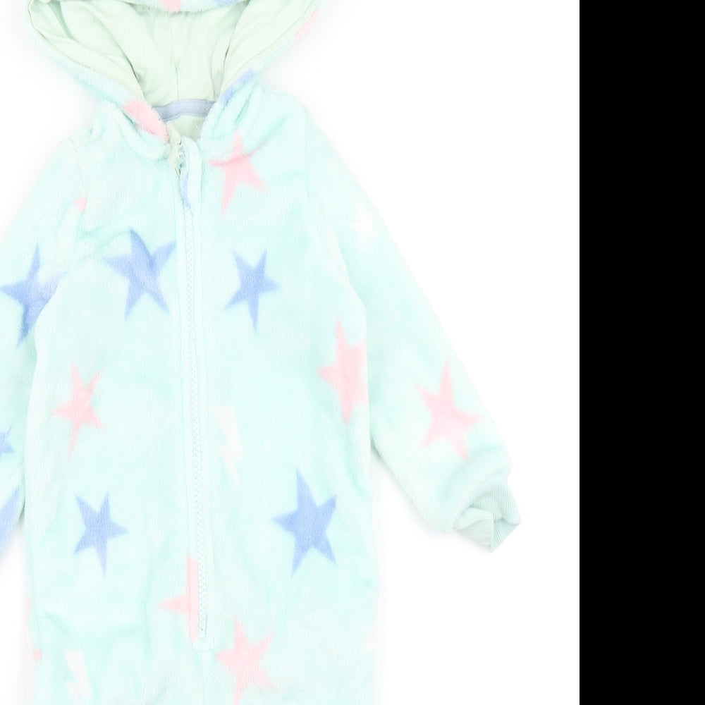 M&S Girls Blue Spotted  Capri One Piece Size 12-18 Months