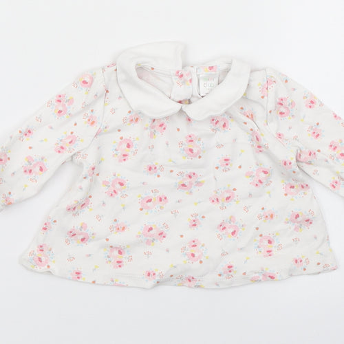 Mini Club Girls White Floral  Basic T-Shirt Size Newborn