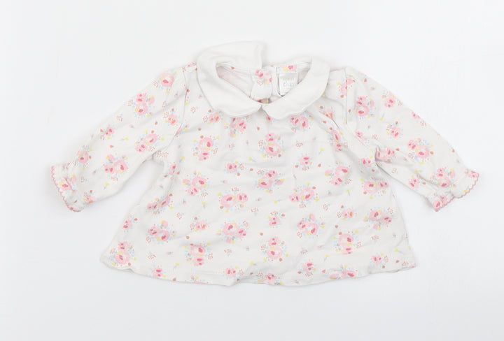 Mini Club Girls White Floral Basic T-Shirt Size Newborn