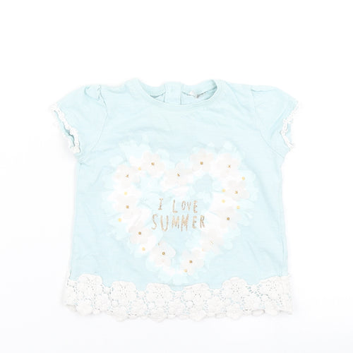 F&F Girls Blue   Basic T-Shirt Size 9-12 Months