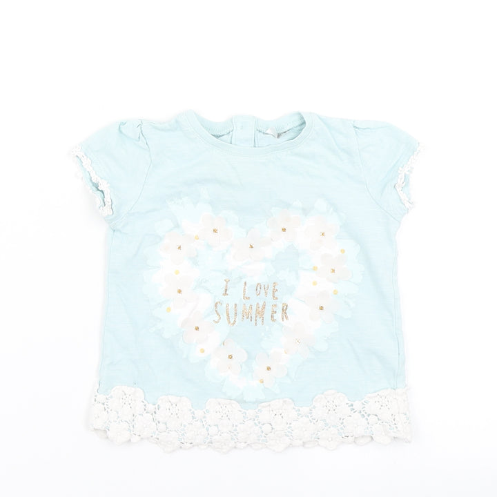 F&F Girls Blue   Basic T-Shirt Size 9-12 Months