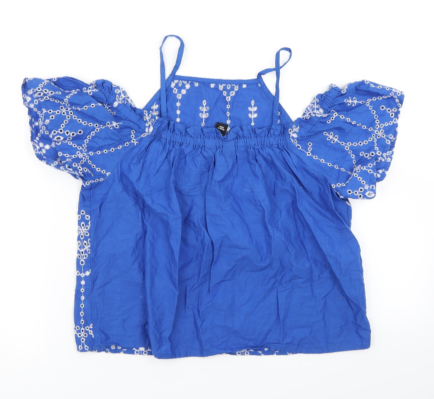 915 Generation Girls Blue Floral  Basic Blouse Size 12 Years  - Cold Shoulder