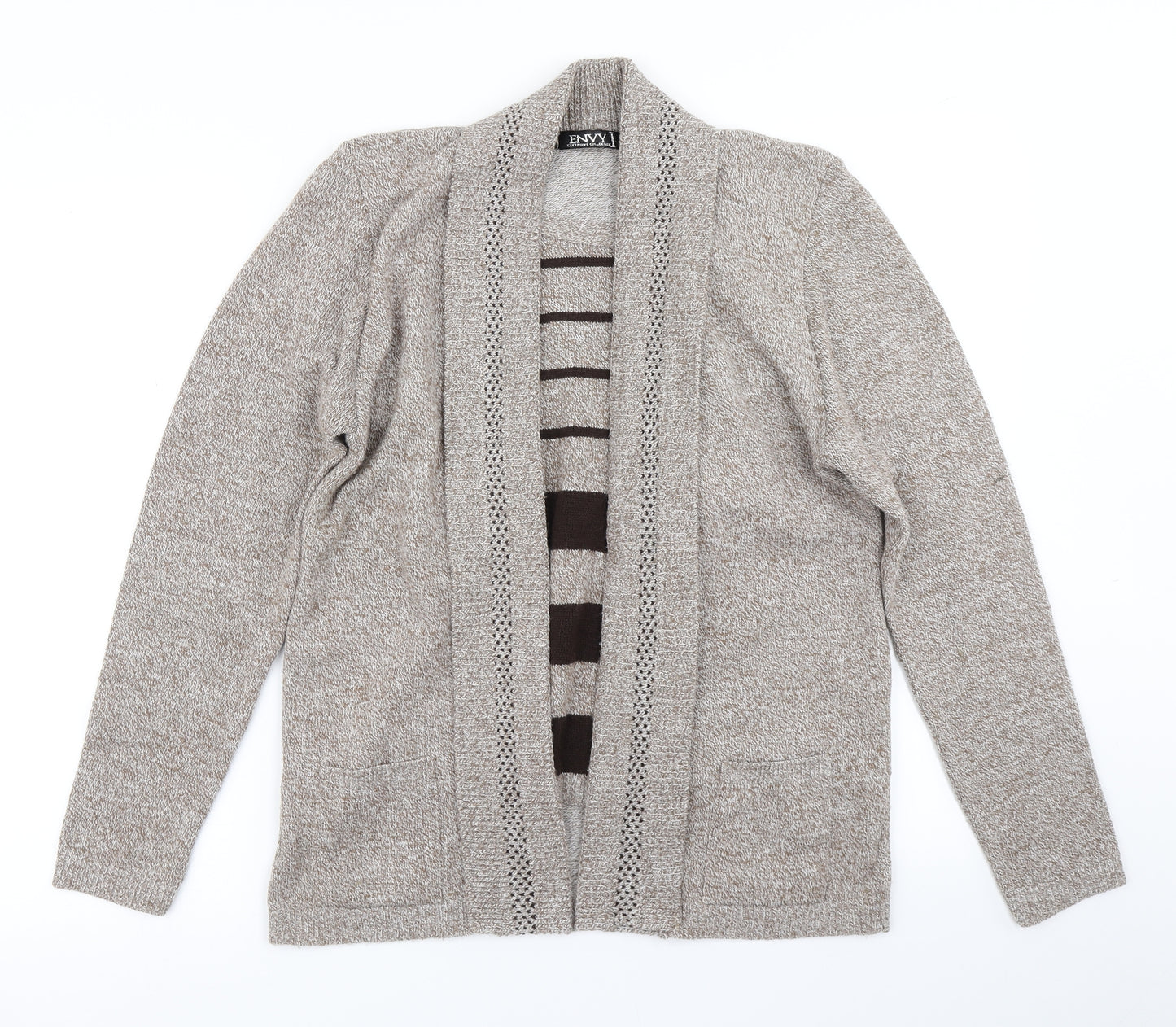 Envy Womens Brown Striped Knit Pullover Jumper Size M  - With cardigan