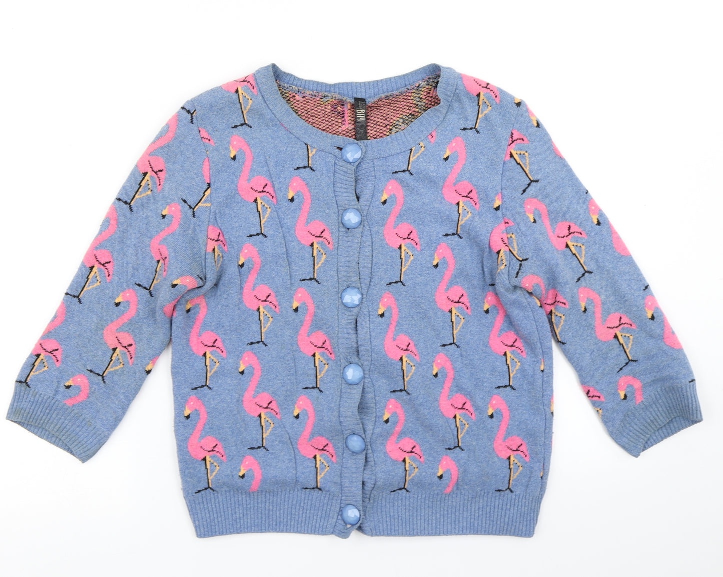 Bay Womens Blue  Knit Cardigan Jumper Size 10  - Flamingo