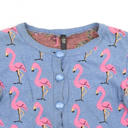 Bay Womens Blue  Knit Cardigan Jumper Size 10  - Flamingo