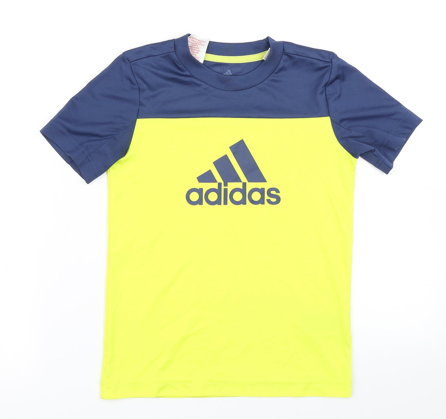 adidas Boys Yellow Colourblock  Basic T-Shirt Size 7-8 Years