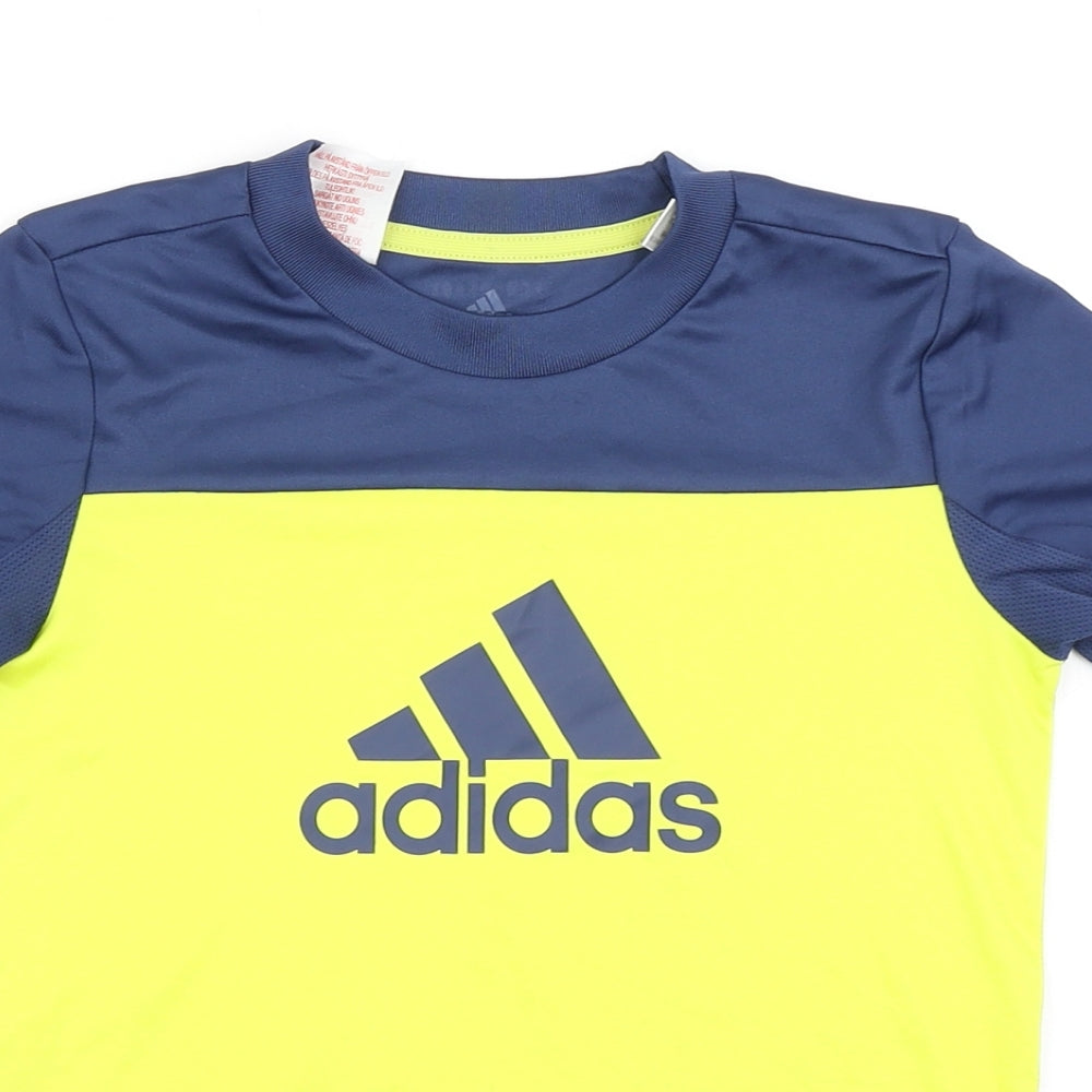 adidas Boys Yellow Colourblock  Basic T-Shirt Size 7-8 Years