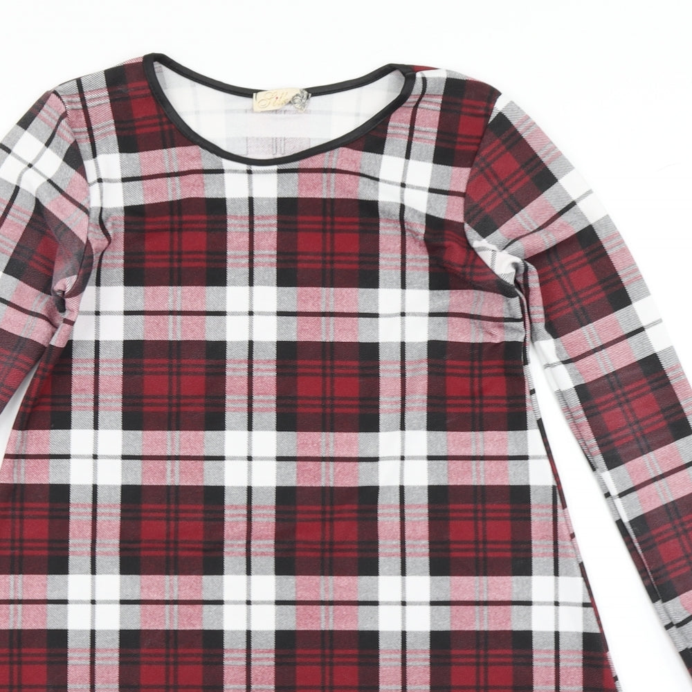 Silk Womens Red Plaid  A-Line  Size 10