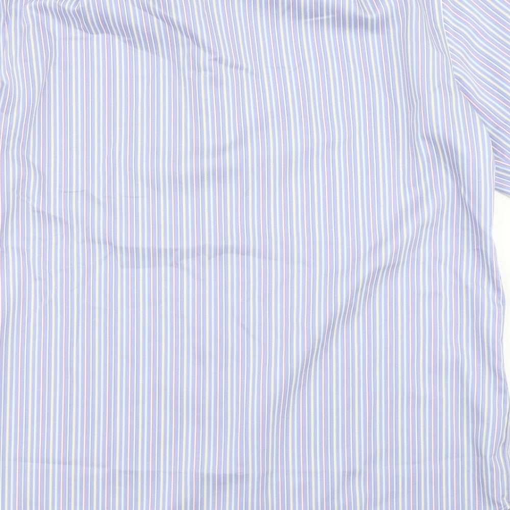 M&S Collection Mens Blue Striped   Dress Shirt Size 16.5
