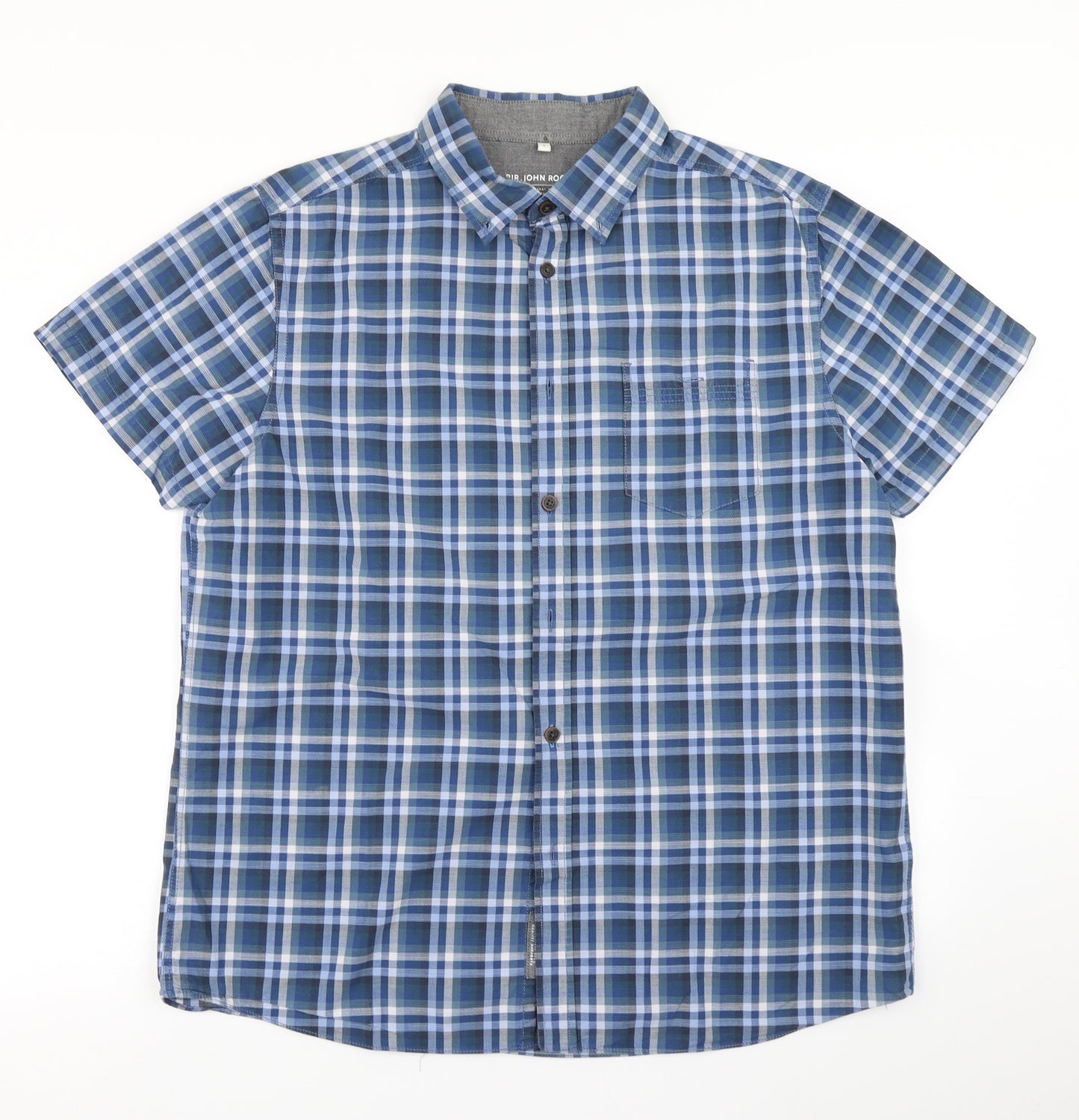 RJR.John Rocha Mens Blue Plaid   Button-Up Size L