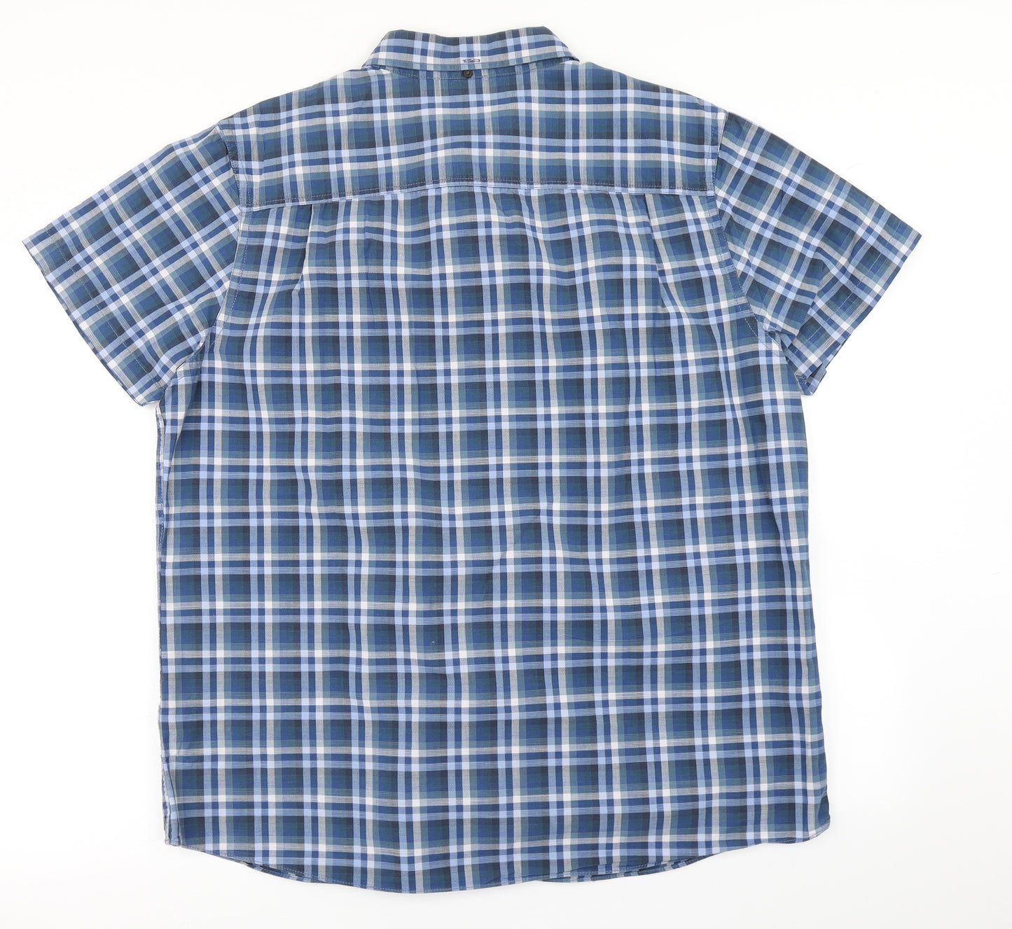 RJR.John Rocha Mens Blue Plaid   Button-Up Size L