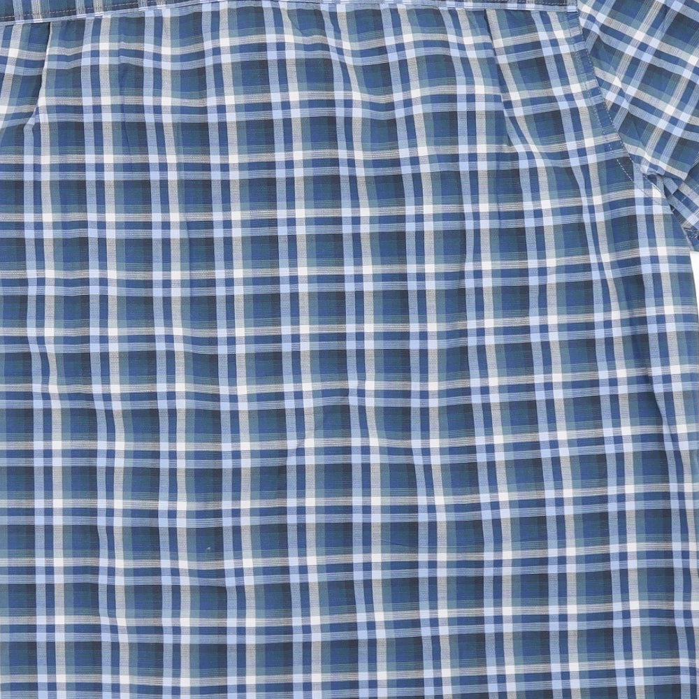 RJR.John Rocha Mens Blue Plaid   Button-Up Size L