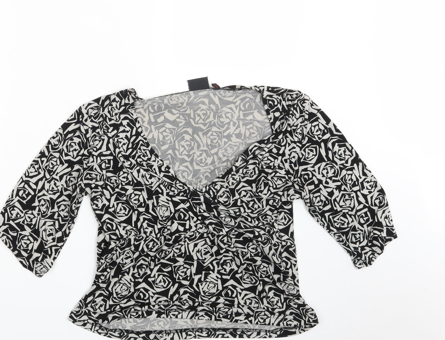 NEXT Womens Black Geometric  Basic Blouse Size 16
