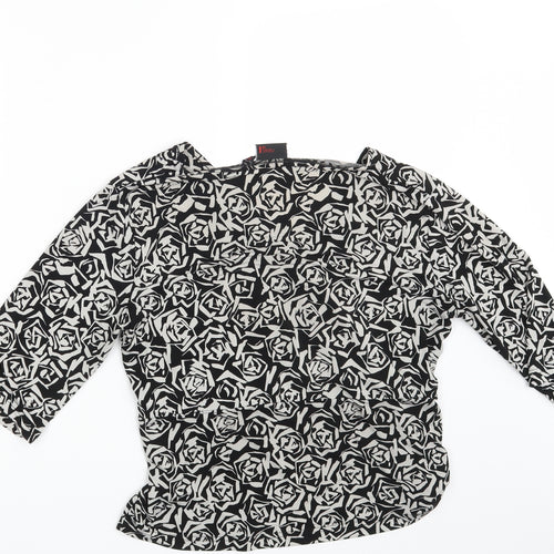 NEXT Womens Black Geometric  Basic Blouse Size 16