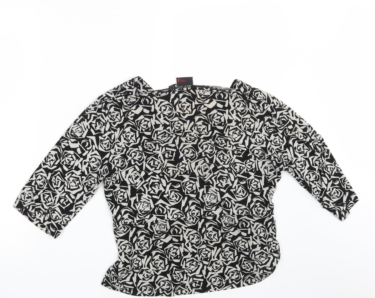 NEXT Womens Black Geometric  Basic Blouse Size 16