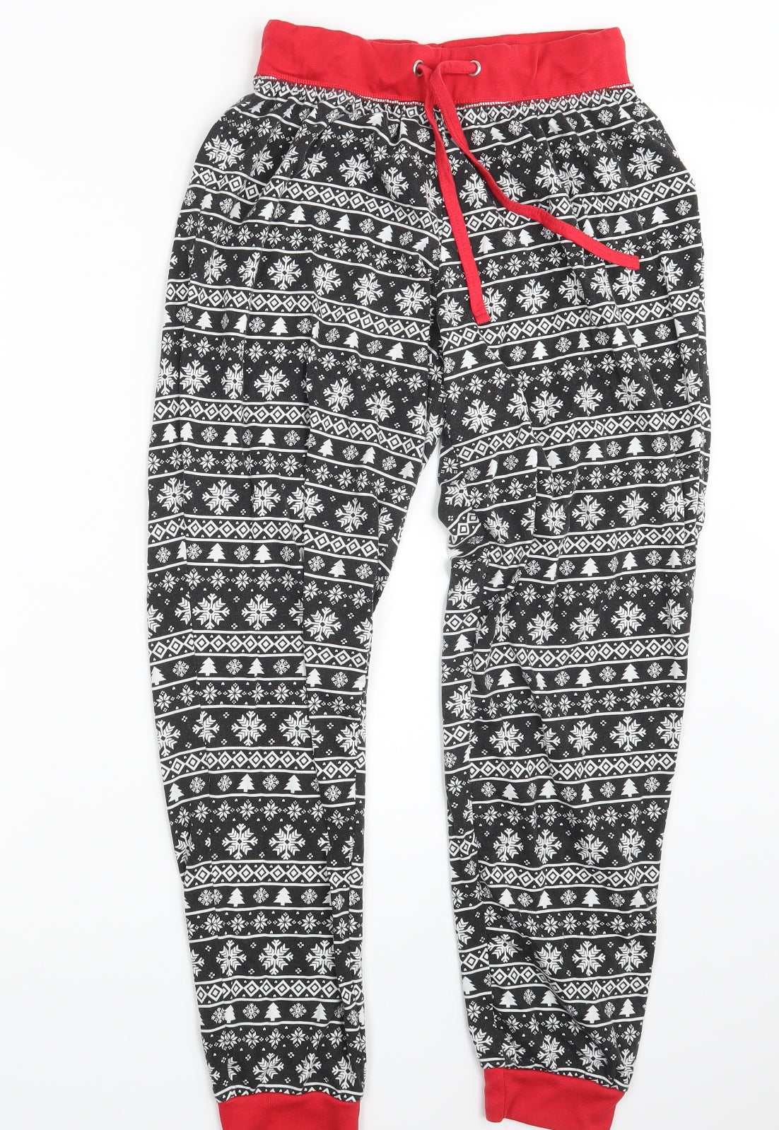 JD Williams  Womens Black Argyle/Diamond  Jogger Trousers Size 12 L27 in - Seasonal Christmas Festive Holiday