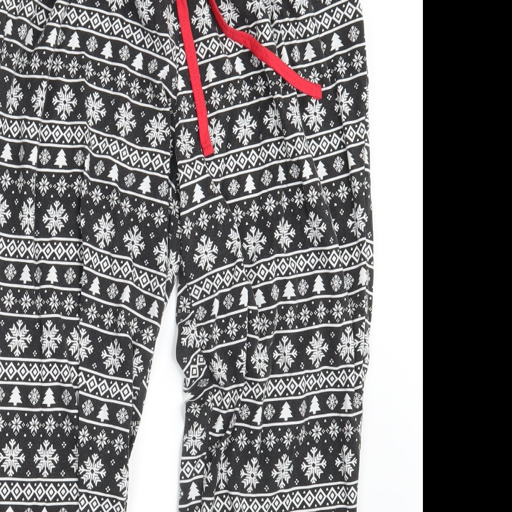 JD Williams  Womens Black Argyle/Diamond  Jogger Trousers Size 12 L27 in - Seasonal Christmas Festive Holiday