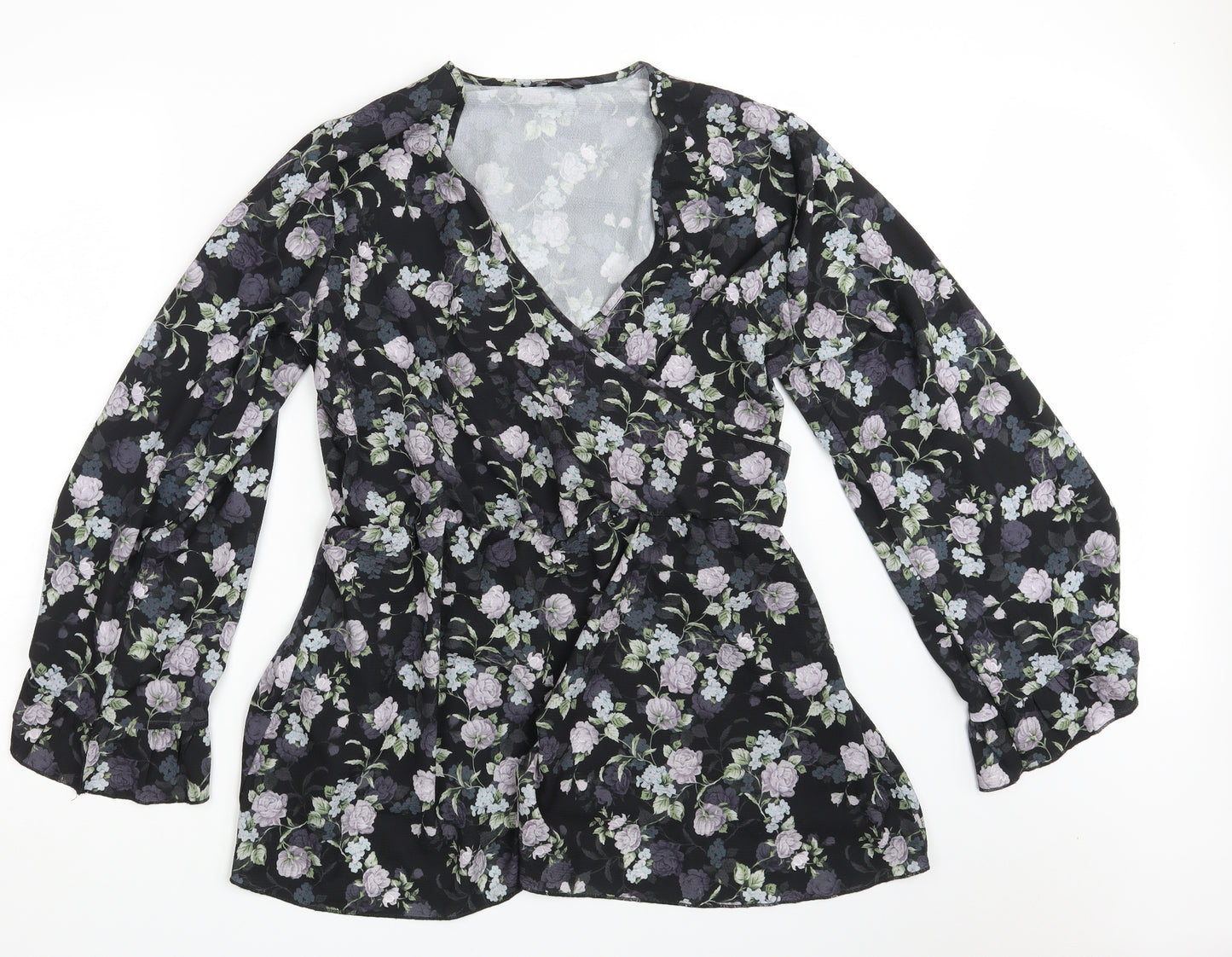 Yours Womens Black Floral  Skater Dress  Size 16
