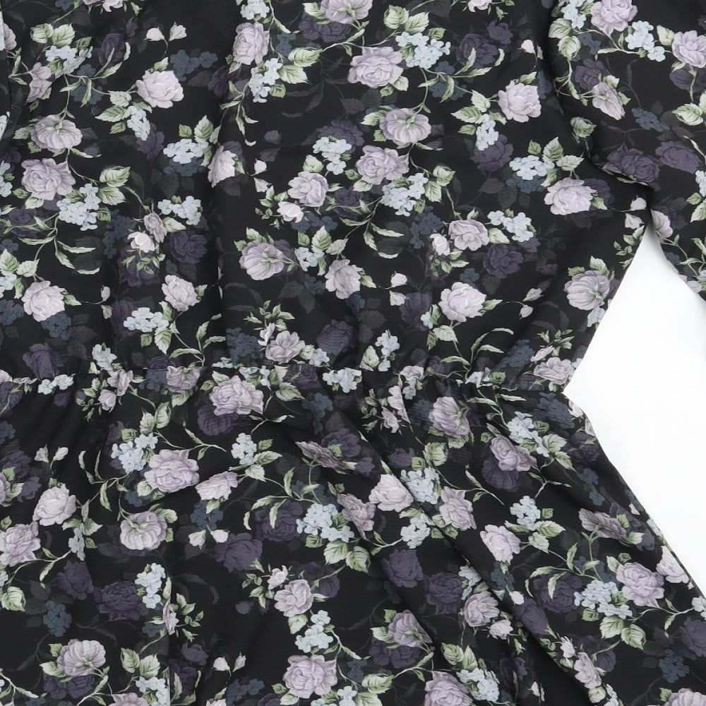 Yours Womens Black Floral  Skater Dress  Size 16