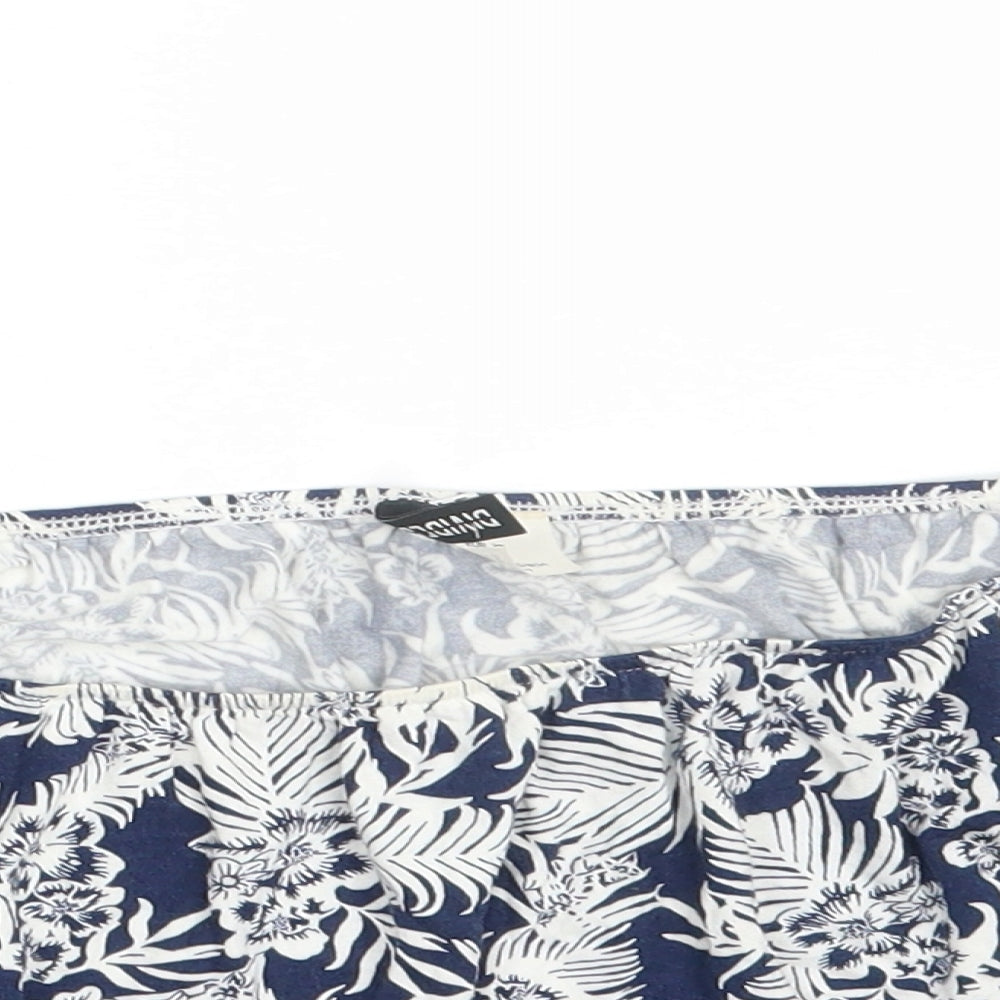H&M Womens Blue Floral  Cropped T-Shirt Size XS