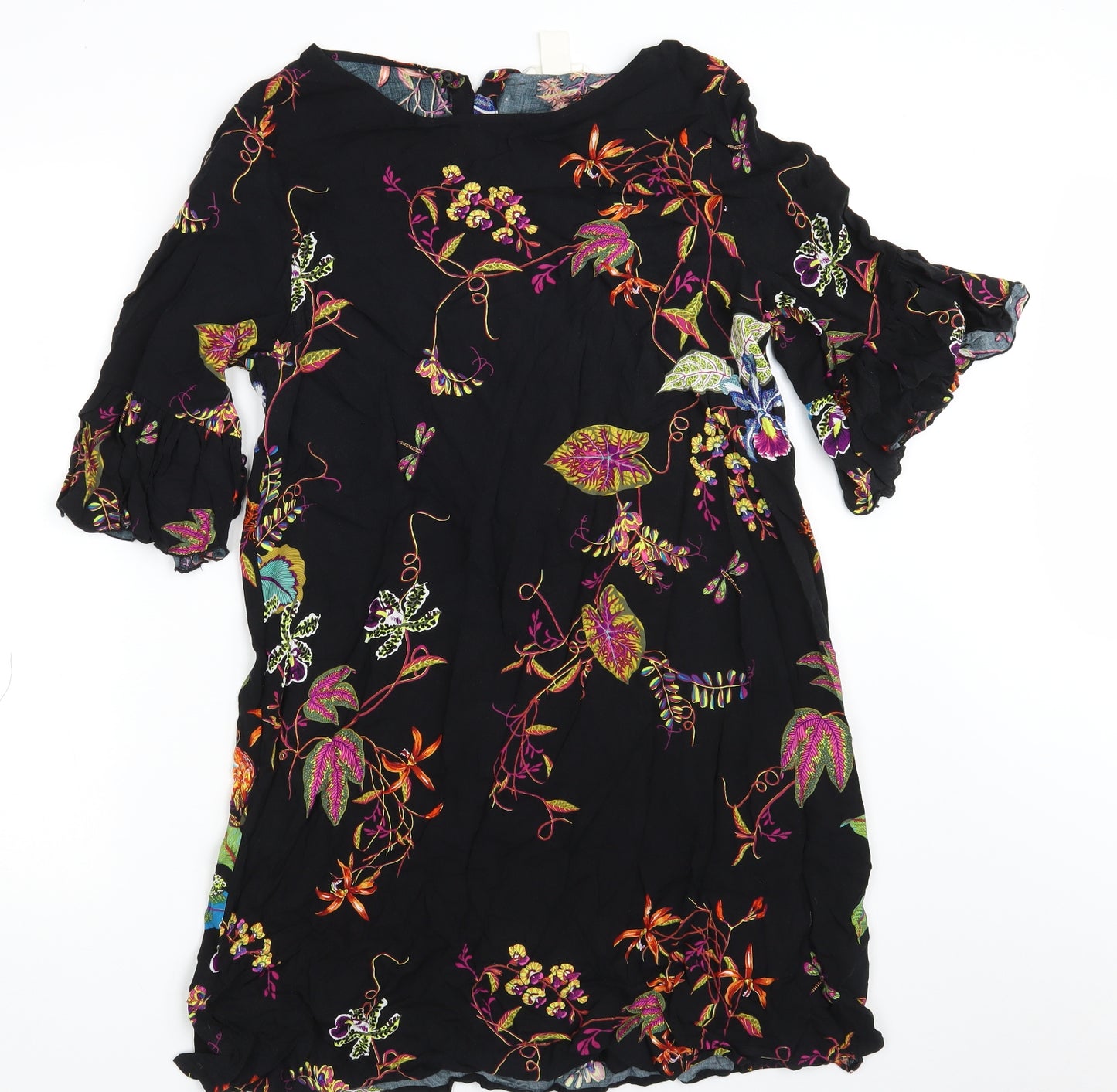 H&M Womens Black Floral  A-Line  Size 12