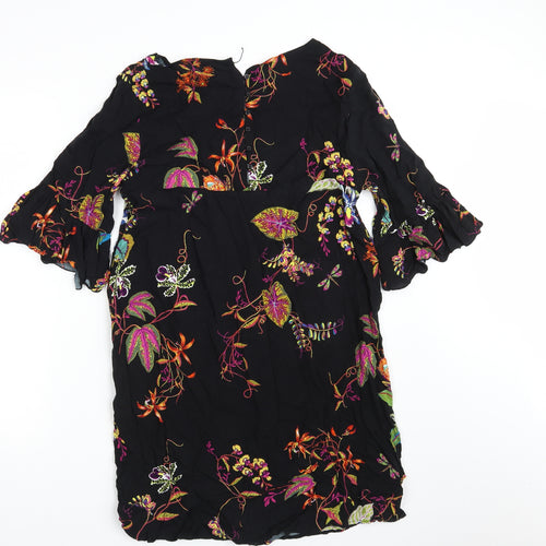 H&M Womens Black Floral  A-Line  Size 12