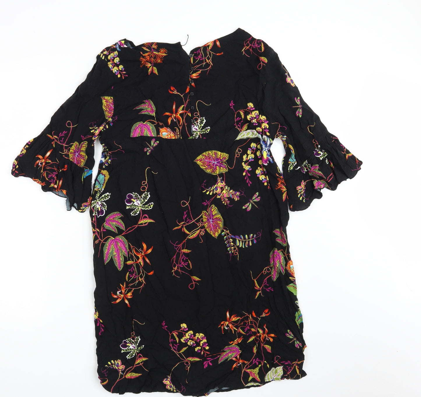 H&M Womens Black Floral  A-Line  Size 12