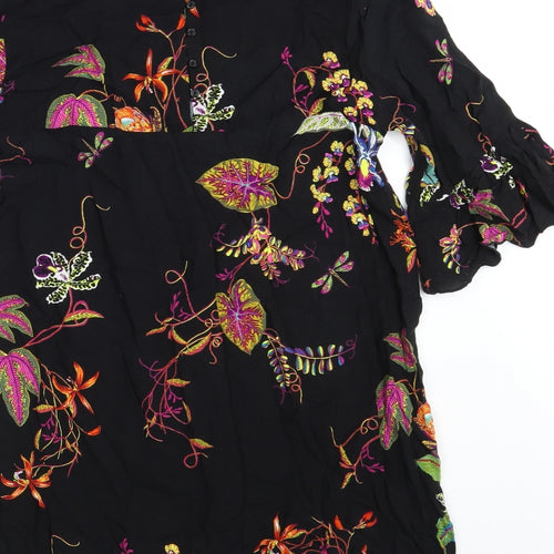 H&M Womens Black Floral  A-Line  Size 12