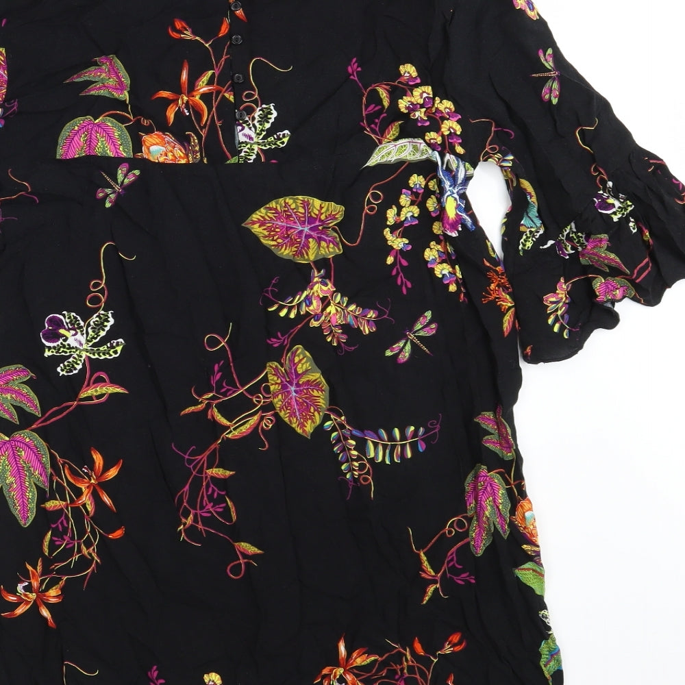 H&M Womens Black Floral  A-Line  Size 12