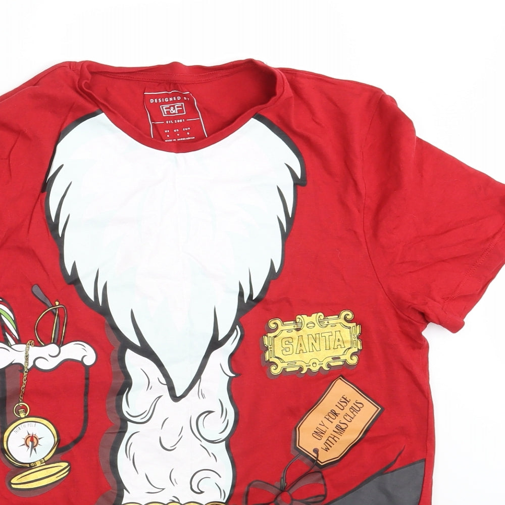F&F Mens Red    T-Shirt Size S  - Seasonal Christmas Festive Holiday