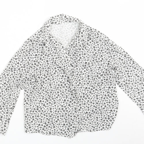 George Womens White Geometric  Basic Button-Up Size 12