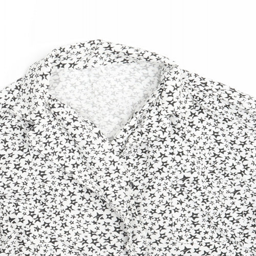 George Womens White Geometric  Basic Button-Up Size 12