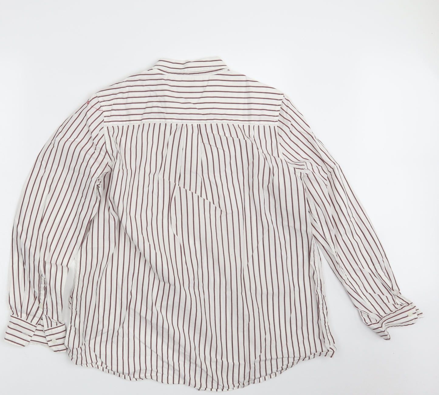 M&S Womens White Striped  Basic Button-Up Size 20
