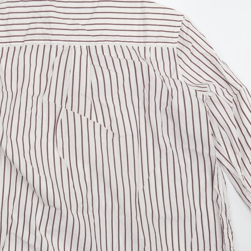 M&S Womens White Striped  Basic Button-Up Size 20