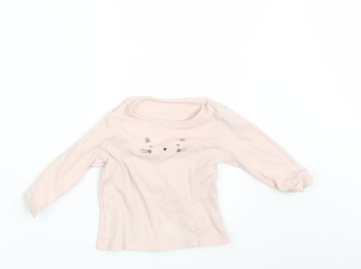 George Girls Pink   Basic T-Shirt Size 9-12 Months