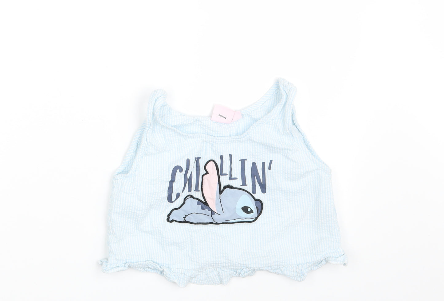 Disney Girls Blue   Cropped T-Shirt Size 8-9 Years
