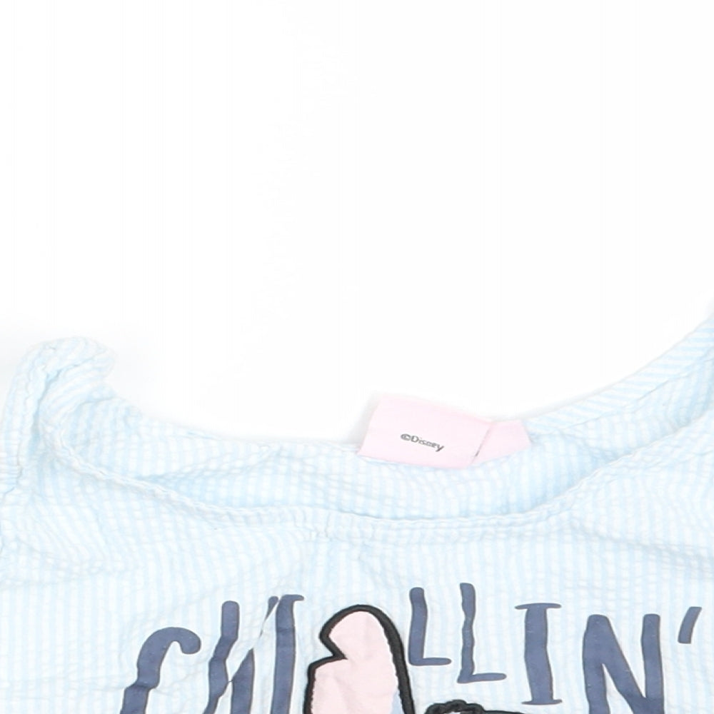 Disney Girls Blue   Cropped T-Shirt Size 8-9 Years