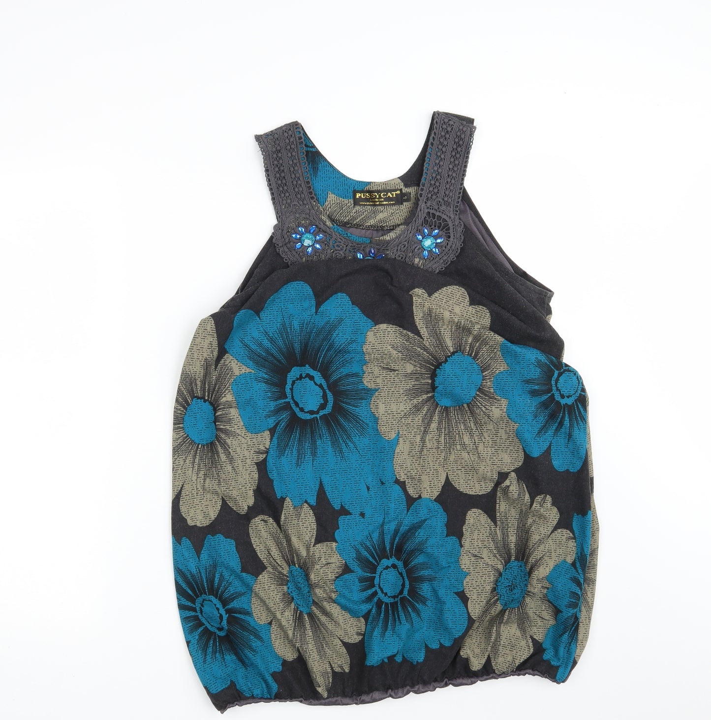 Pussycat London Womens Black Floral  T-Shirt Dress  Size L