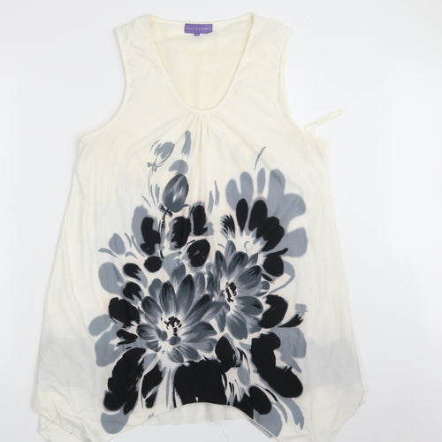 Autonomy Womens Ivory Floral  T-Shirt Dress  Size 16