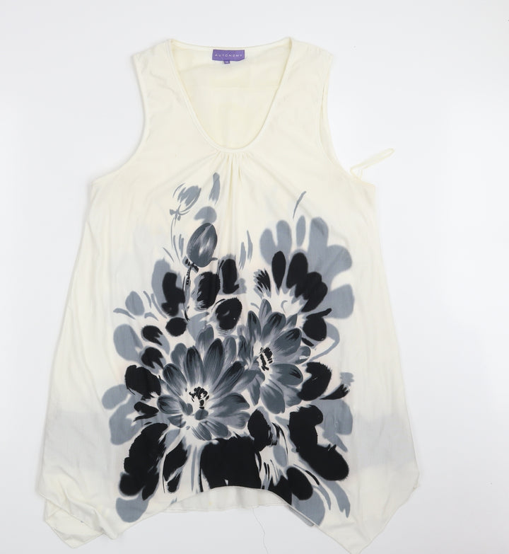 Autonomy Womens Ivory Floral T-Shirt Dress Size 16